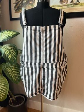 Blackheart Striped Short Overalls